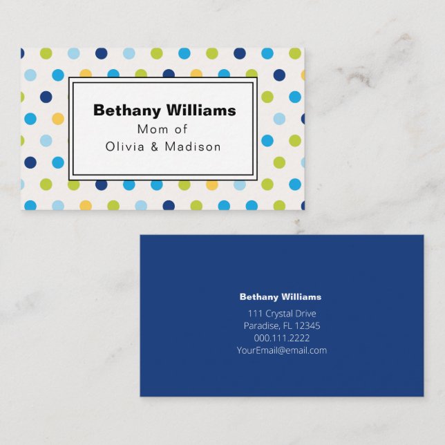 Mama Klare blaugrüne Punkte, die Karten anrufen (Vorne/Hinten)