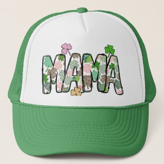 Mama Kleeblatt St Patricks Day Trucker Hat - C006 Truckerkappe (Vorderseite)