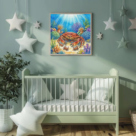 Mama-Krabbe und Babys Kinderkrippe Poster
