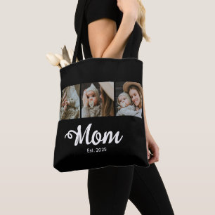 Mama kreierte Schrift Schwarz 3 Foto Tasche