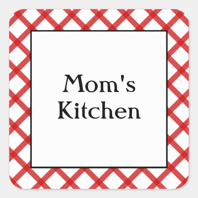 Mama Küchen Custom Sprichwort Rote Karos Aufkleber (Vorderseite)