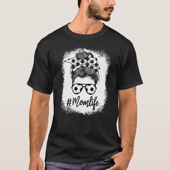 Mama Leben Fußball Mama Leopard Messy Soccer geble T-Shirt (Vorderseite)