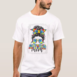 Mama Leben Unordentlicher Dutt Sonnenbrille T-Shirt