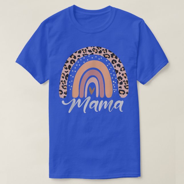 Mama Leopard Print Rainbow Family Funny Mothers Da T-Shirt (Design vorne)