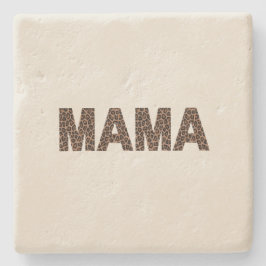 'Mama'-Leoparden-Design Soft Stone Leinen Geburtst Steinuntersetzer