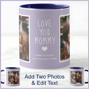 Mama Liebe dich 2 Fotos Modern Lila Mauve C123 Tasse