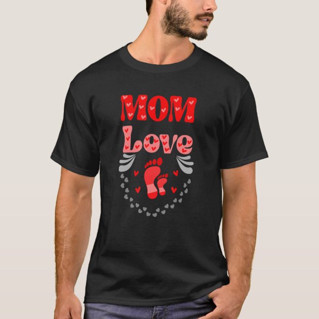 Mama Liebe zwei Füße und Niedliche kleine Herzen T-Shirt (Vorderseite)