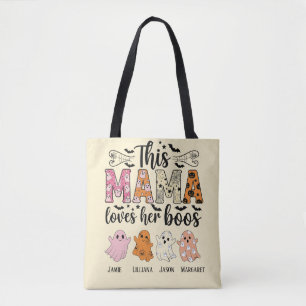 Mama liebt ihre Bösewichte personalisierter Hallow Tasche