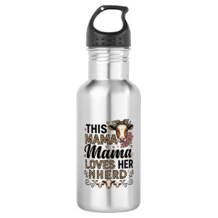 Mama liebt ihre Herde Vintage-Kuh-Mom-Shirt-Design Edelstahlflasche