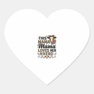 Mama liebt ihre Herde Vintage-Kuh-Mom-Shirt-Design Herz-Aufkleber