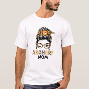 Mama Life Archery Mothers Day Leopard Messy Bun T-Shirt