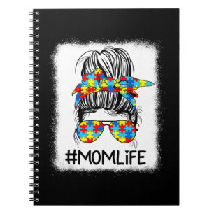 Mama Life Autismus Bewusstsein Messy Bun Shirt mit Notizblock