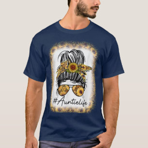 Mama Life gebleicht Tante Leben Sonnenblumen Messi T-Shirt