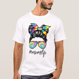 Mama Life Gefärbte Krawatte Messy Bun Hair Bandana T-Shirt