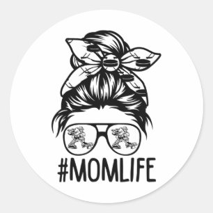 Mama Life Hockey Mütter Day Messy Bun Runder Aufkleber
