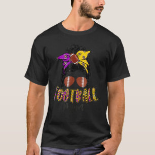 Mama Life Leopard Messy Bun Player Mother' T-Shirt