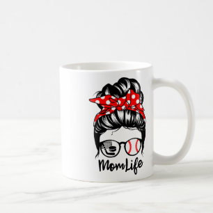 Mama Life Messy Bun Hair Funny Baseball Hockey Mam Kaffeetasse