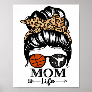 Mama Life Messy Bun Hair Funny Sketch Mama Karate Poster