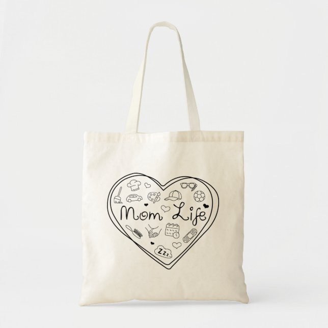 Mama Life - Niedliche Multitasking-Mama Herzschrit Tragetasche (Vorne)