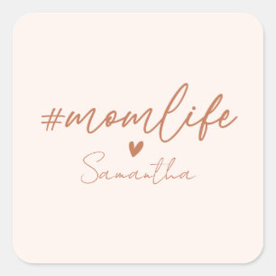 Mama Life - Rustikale Gestaltung Quadratischer Aufkleber