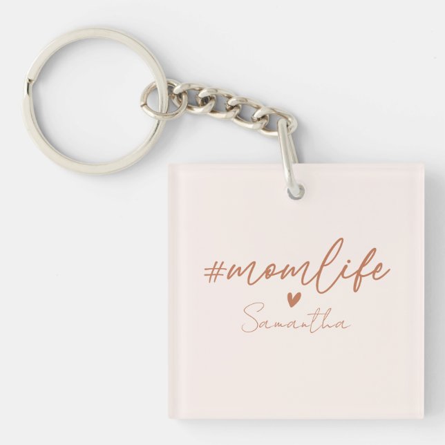 Mama Life - Rustikale Gestaltung Schlüsselanhänger (Vorderseite)