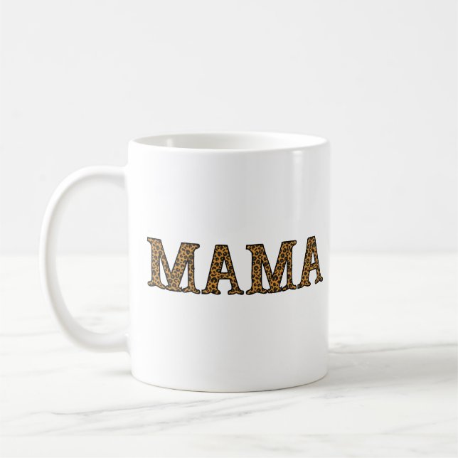 Mama Life Shirt Leopard Cheetah Print, Funny Mothe Kaffeetasse (Links)