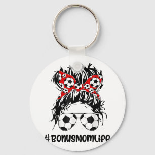 Mama Life Soccer Bonus Mama Mütter Tag Messy Bun W Schlüsselanhänger