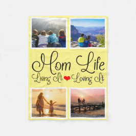 Mama Life Yellow Foto Fleecedecke