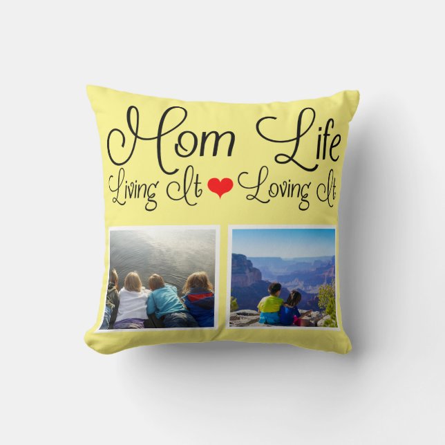 Mama Life Yellow Foto Kissen (Vorderseite)