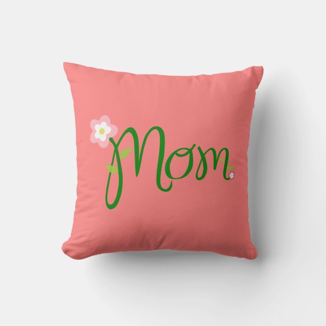 Mama Light Coral Throw Kissen (Vorderseite)