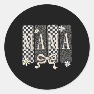 Mama Lightning Bolt Checkered Mama Frauen Mütter D Runder Aufkleber