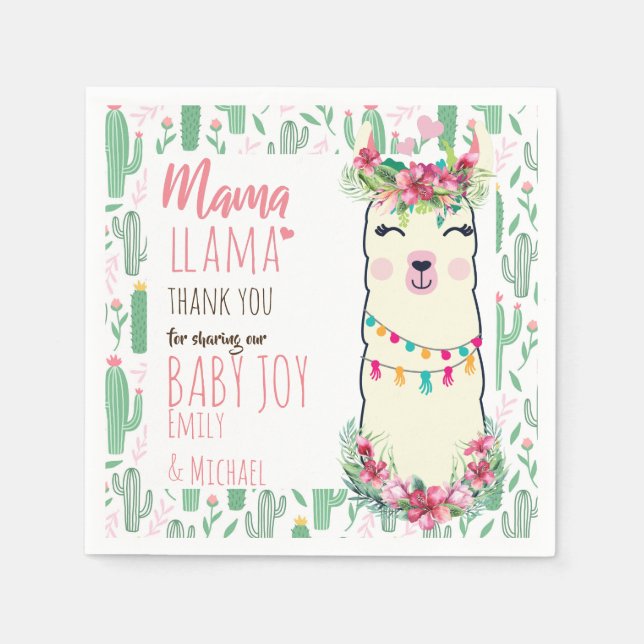 Mama Llama Fiesta Baby Girl Duschgeschirr Serviette (Vorderseite)