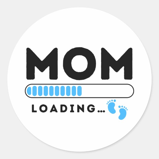 Mama Loading Baby Boy Blue Bald zu Mommy Runder Aufkleber (Vorderseite)
