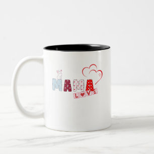 Mama Love Bunny Mug - Cute Patchwork Coeur Design