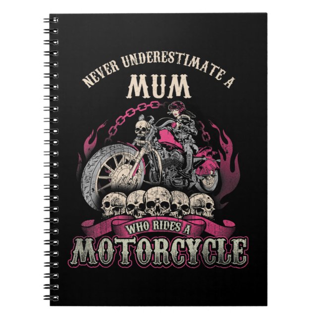 Mama Mama Biker Chick Lady Unterschätzt Motor nie Notizblock (Vorderseite)