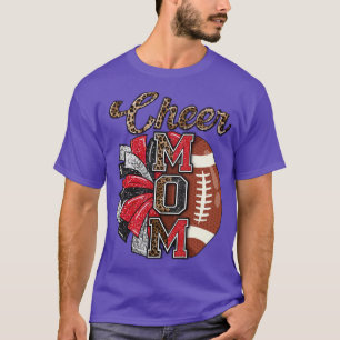 Mama Maroon Leopard Briefe Cheer Pom Poms3 T-Shirt