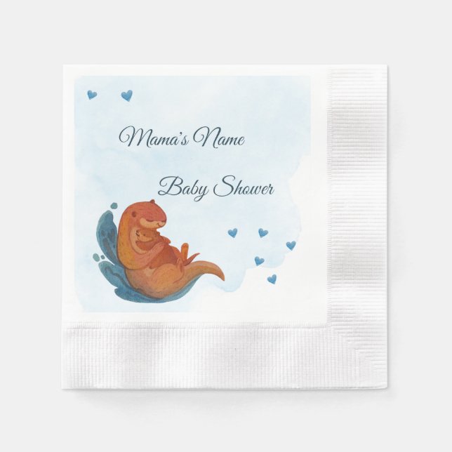 Mama & Me Otter Baby Dusche Serviette (Vorderseite)