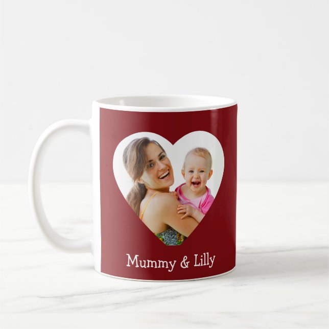 Mama & Me - Personalisiertes Herz-Foto Kaffeetasse (Links)
