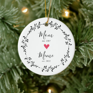 Mama Meme Jahr Est. Herz Keramik-Ornament Keramik Ornament