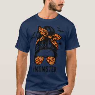 Mama Messy Bun Halloween Leopard Women's Momster F T-Shirt