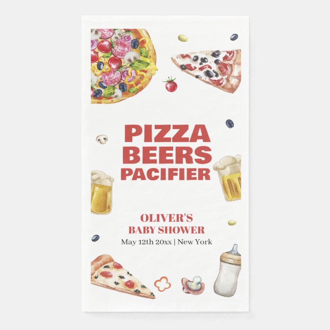 Mama Mia Italian Pizza Beer Schnuller Baby Shower Serviette (Vorderseite)