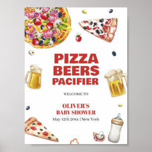 Mama Mia Pizza Beer Schnuller Baby Dusche Willkomm Poster