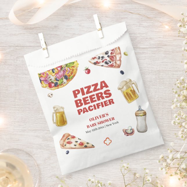 Mama Mia Pizza Beer Schnuller Baby Shower Geschenktütchen (Ausgeschnitten)