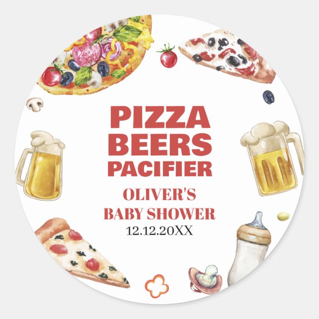 Mama Mia Pizza Beer Schnuller Baby Shower Runder Aufkleber (Vorderseite)