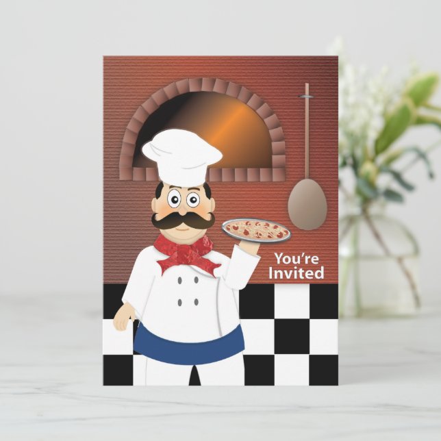 Mama Mia Pizza Fest Koch Pizza Pizza Einladung (Stehend Vorderseite)