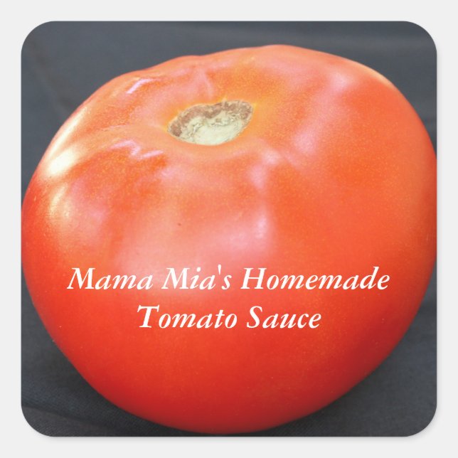 Mama Mias hausgemachte Tomatensauce individuell an Quadratischer Aufkleber (Vorderseite)