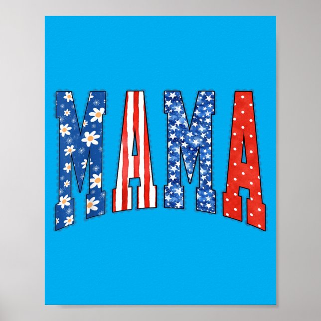 Mama Mini Niedlich 4. Juli Mutter Kinder Amerikani Poster (Vorne)