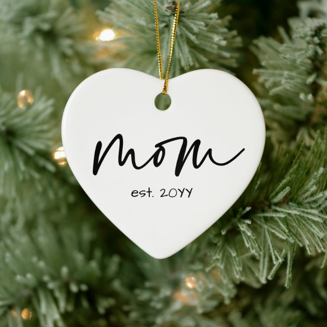 Mama Minimalistisches Typografie-Geschenk Keramik Ornament (Baum)