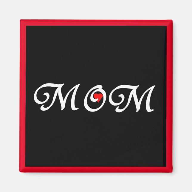 Mama mit einem roten Herz Magnet (Vorne)