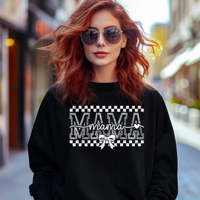 MAMA mit Karos und einer Schleife Sweatshirt (Von Creator hochgeladen)